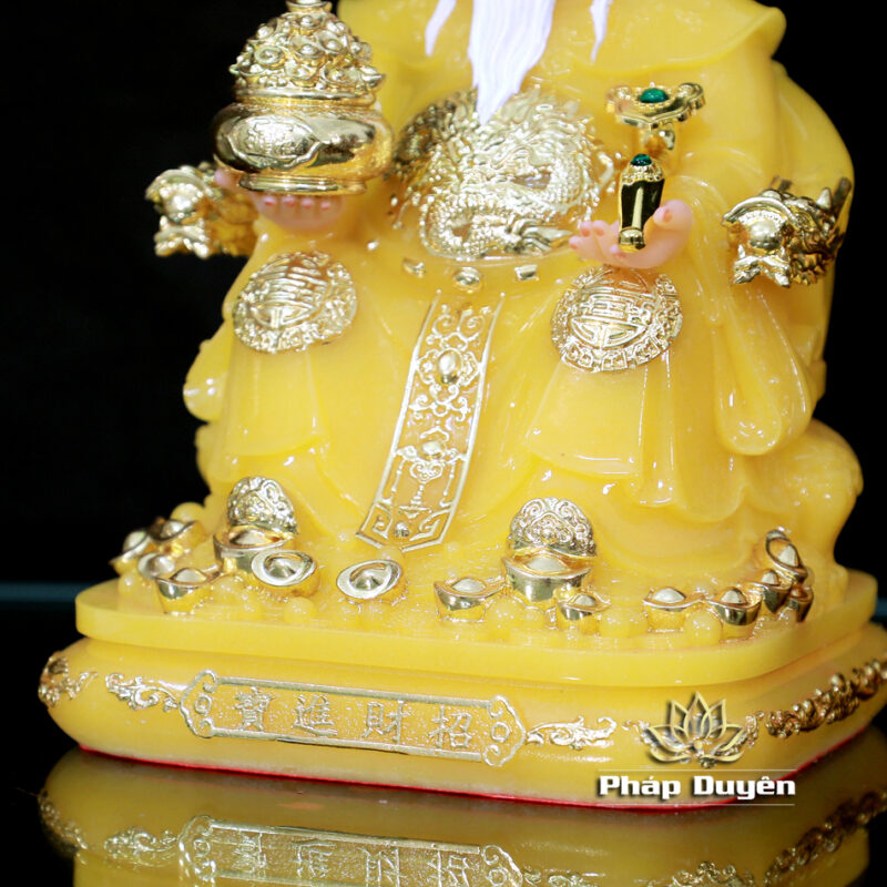 Bộ Tượng Thần Tài Thổ Địa (Tài - Địa), Bằng Bột Đá Thạch Anh Viền Vàng, Cao 25cm - Ảnh 6