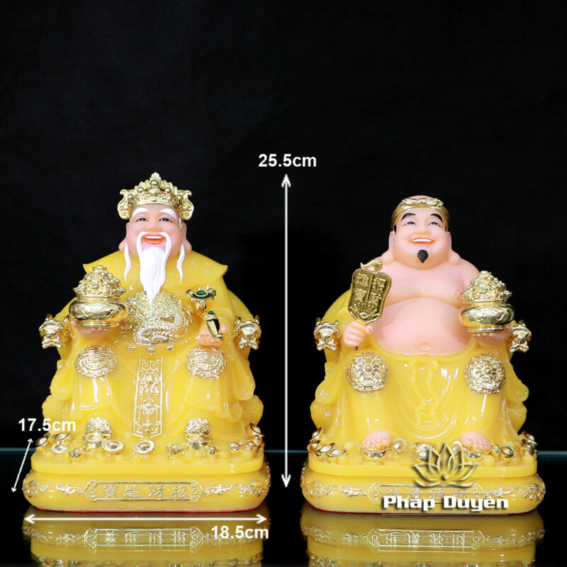 Bộ Tượng Thần Tài Thổ Địa (Tài - Địa), Bằng Bột Đá Thạch Anh Viền Vàng, Cao 25cm - Ảnh 11