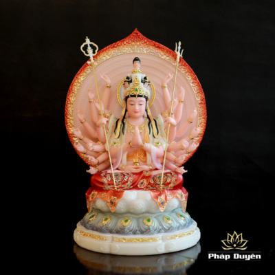 Alternative view of Tượng Thiên Thủ Thiên Nhãn (Nghìn Tay Nghìn Mắt) Bồ Tát, Bằng Bột Đá Vẽ Hoa, Nhiều Kích Thước