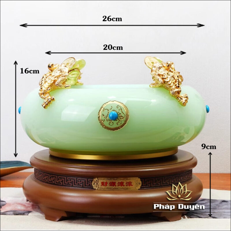 Bát Tụ Bảo Thần Tài Thanh Ngọc, Có Đế Xoay, Kích Thước 29cm - Ảnh 8