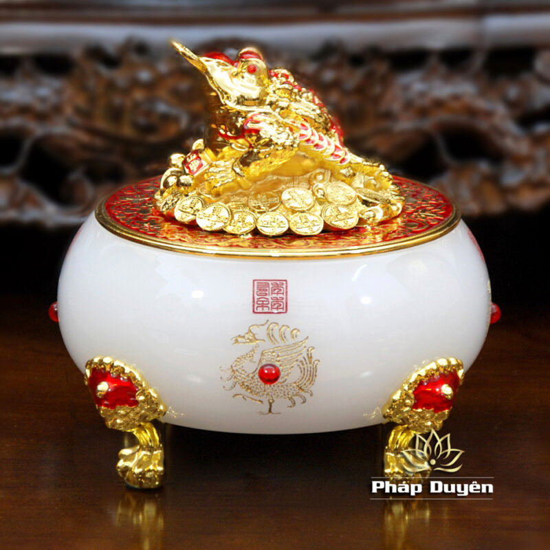 Bát Tụ Bảo Cóc Thiềm Thừ Bạch Ngọc, Nhiều Kích Thước - Ảnh 2