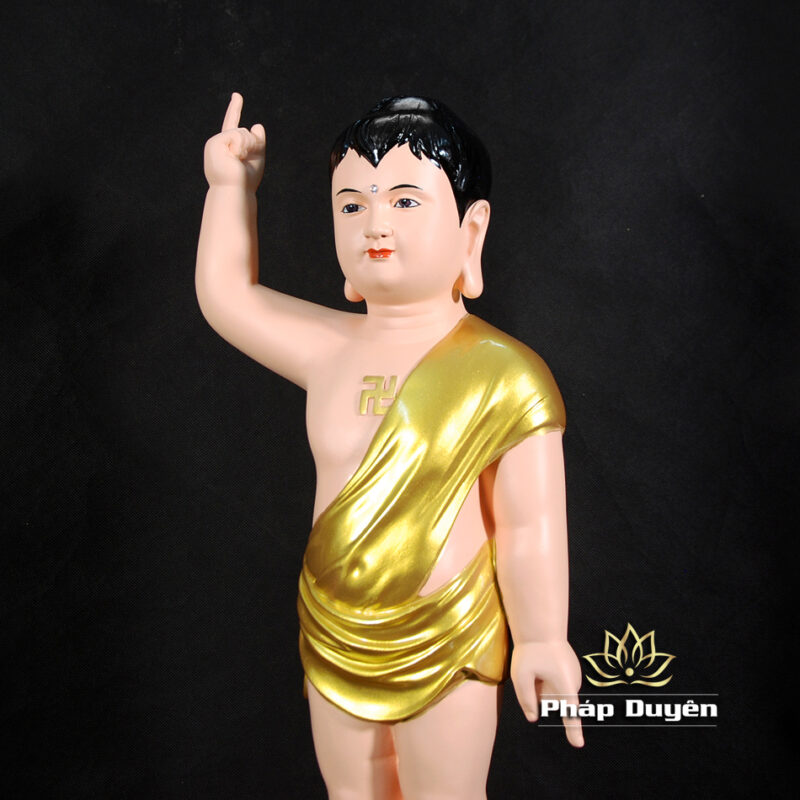 Tượng Phật Đản Sanh, Bằng Composite Sơn Vàng, Cao 60cm - Ảnh 4