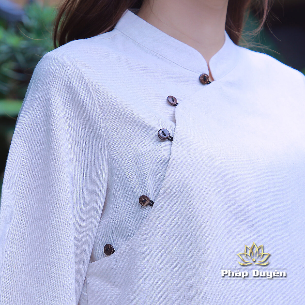 Bộ Quần Áo Đi Chùa Nữ An Nhiên, Màu Trắng Ngà, Vải Linen - ảnh 14