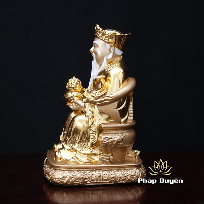 Bộ Tượng Thần Tài Thổ Địa Ngồi Ấn Bảo, Bằng Đồng Dát Vàng, Cao 25cm - Ảnh 4