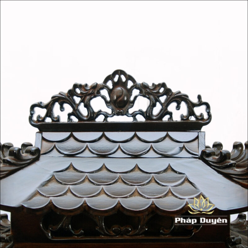 Bàn Thờ Thần Tài Thổ Địa, Song Long Cổ Tự 12 Mái, Gỗ Hương Màu Óc Chó, Kích Thước 48*61*112cm - Ảnh 4