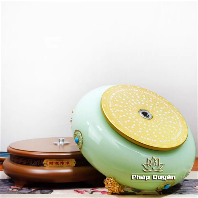 Bát Tụ Bảo Thần Tài Thanh Ngọc, Có Đế Xoay, Kích Thước 29cm - Ảnh 4