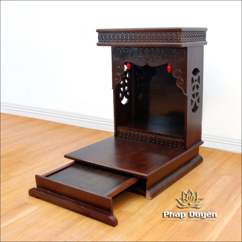 Ban Thờ Tài - Địa Hiện Đại Mái Bằng, Gỗ Xoan Màu Óc Chó, Nhiều Kích Thước - Ảnh 5