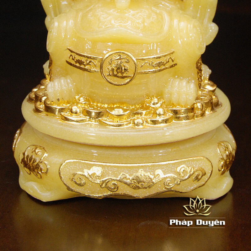 Tỳ Hưu Tài Lộc Ngậm Tiền, Bằng Bột Đá Thạch Anh Viền Vàng, Cao 16cm - Ảnh 6