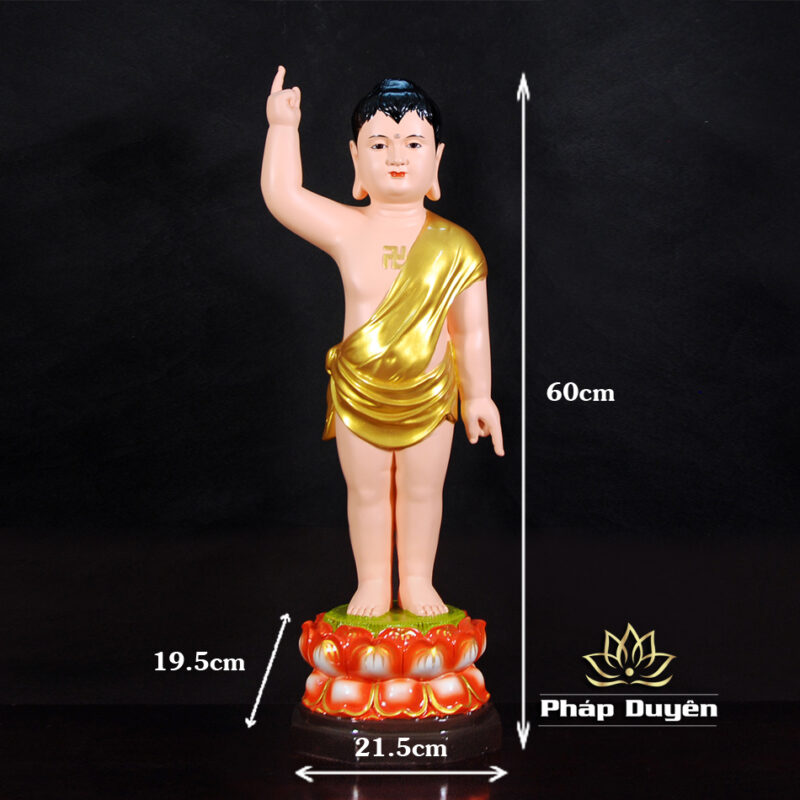 Tượng Phật Đản Sanh, Bằng Composite Sơn Vàng, Cao 60cm - Ảnh 7