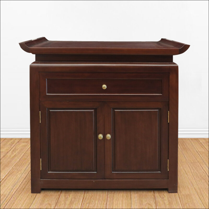 Bàn Cúng Cơm, Bằng Gỗ Gõ Màu Óc Chó, Kích Thước 87*50*81cm