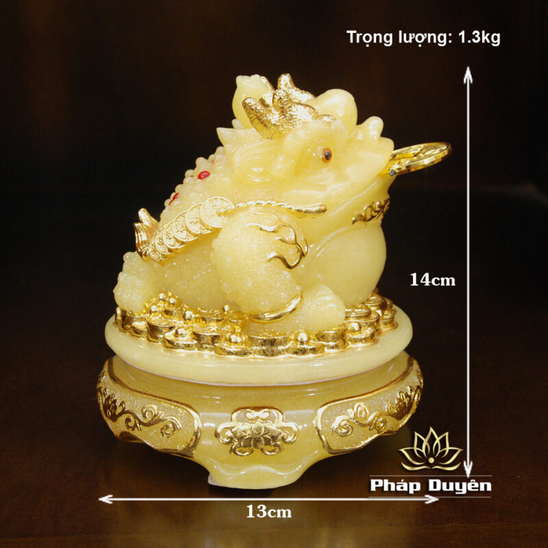 Cóc Tài Lộc Ngậm Tiền, Bằng Bột Đá Thạch Anh Viền Vàng, Cao 14cm - Ảnh 8