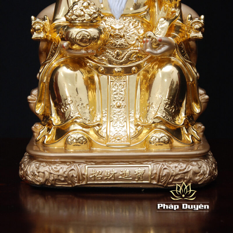 Bộ Tượng Thần Tài Thổ Địa Ngồi Ấn Bảo, Bằng Đồng Dát Vàng, Cao 25cm - Ảnh 9