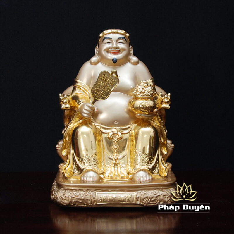 Bộ Tượng Thần Tài Thổ Địa Ngồi Ấn Bảo, Bằng Đồng Dát Vàng, Cao 25cm - Ảnh 10