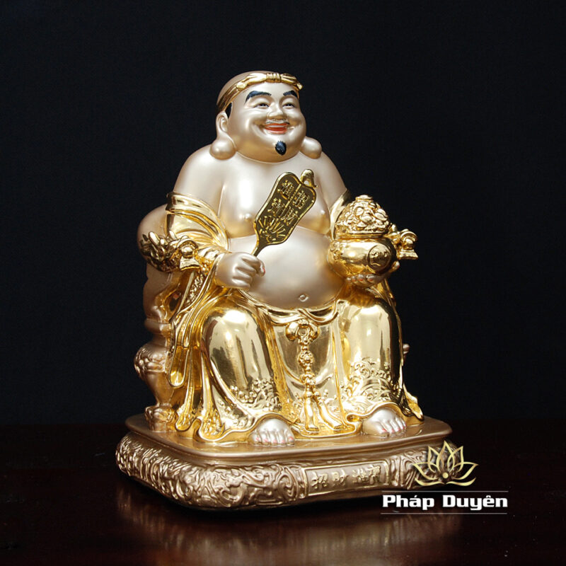 Bộ Tượng Thần Tài Thổ Địa Ngồi Ấn Bảo, Bằng Đồng Dát Vàng, Cao 25cm - Ảnh 11