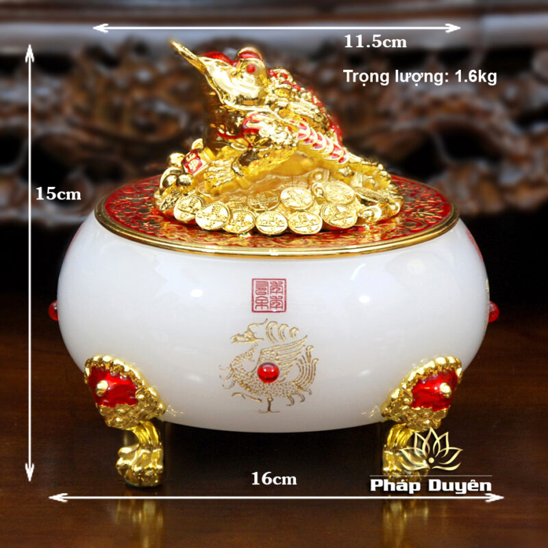Bát Tụ Bảo Cóc Thiềm Thừ Bạch Ngọc, Nhiều Kích Thước - Ảnh 9