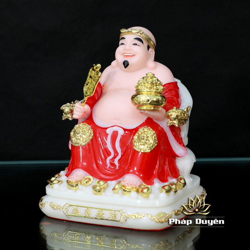 Bộ Tượng Thần Tài Thổ Địa (Tài - Địa), Bằng Bột Đá Áo Đỏ Viền Vàng, Cao 20cm - Ảnh 8