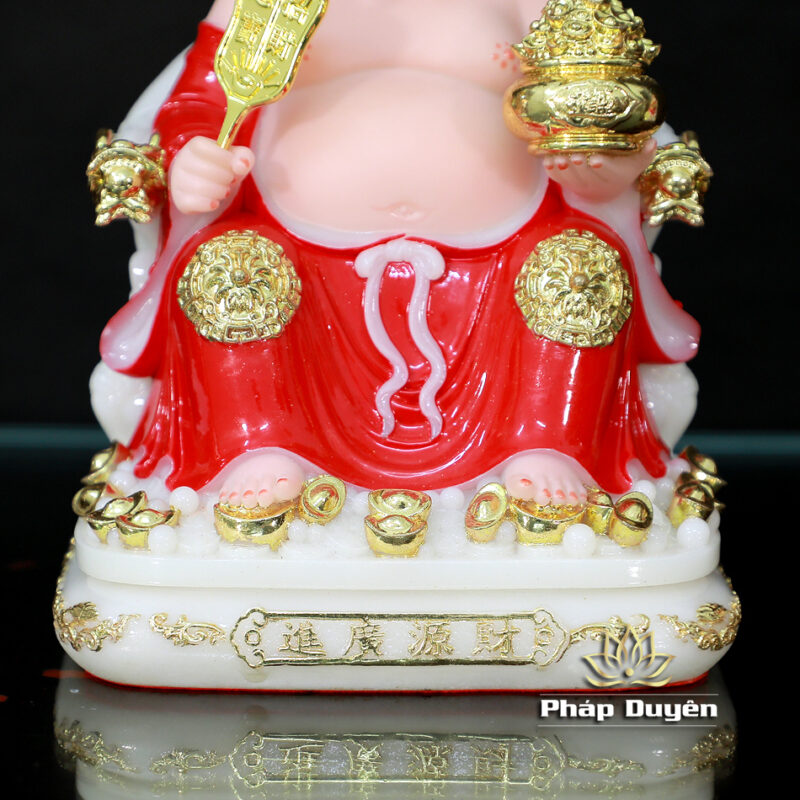 Bộ Tượng Thần Tài Thổ Địa (Tài - Địa), Bằng Bột Đá Áo Đỏ Viền Vàng, Cao 20cm - Ảnh 10