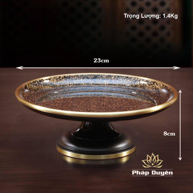 Đĩa Thờ (Mâm Bồng) Bằng Đồng Vân Đá, Nhiều Kích Thước - Ảnh 4