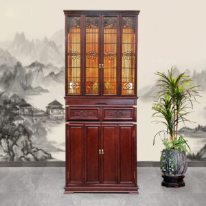 Tủ Thờ Phật - Gia Tiên Bốn Cánh "Liên Hoa", Chất Liệu Gỗ Sồi/Lát/Hương Đá, Nhiều Kích Thước