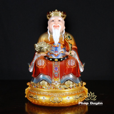 Alternative view of Bộ Tượng Thần Tài Thổ Địa Ngồi Bằng Bột Đá Áo Đỏ, Nhiều Kích Thước