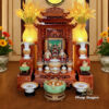 Bộ Bàn Thờ Thần Tài Thổ Địa Đầy Đủ, Song Long Cổ Tự 12 Mái, Gỗ Hương Sơn Bóng, Kích Thước 107*107*138cm - Ảnh 2