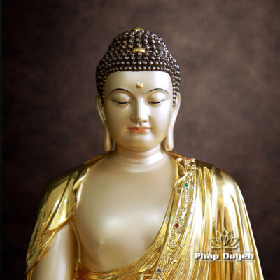 Alternative view of Tượng Thích Ca Thành Đạo, Đế Vuông, Chất Liệu Đồng Cao Cấp, Cao 46cm