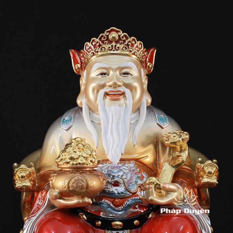 Bộ Tượng Thần Tài Địa - Như Ý Ngồi "Tài Nguyên Quảng Tiến" Ấn Bảo, Bằng Đồng Sơn Màu, Nhiều Kích Thước - Ảnh 4