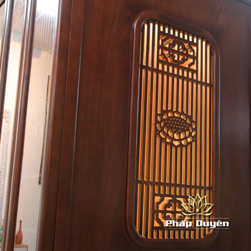Tủ Thờ Phật - Gia Tiên Bốn Cánh "Liên Hoa", Chất Liệu Gỗ Sồi/Lát/Hương Đá, Nhiều Kích Thước - Ảnh 3
