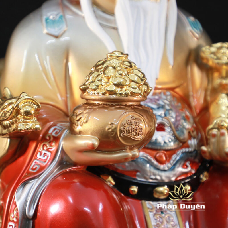 Bộ Tượng Thần Tài Địa - Như Ý Ngồi "Tài Nguyên Quảng Tiến" Ấn Bảo, Bằng Đồng Sơn Màu, Nhiều Kích Thước - Ảnh 5