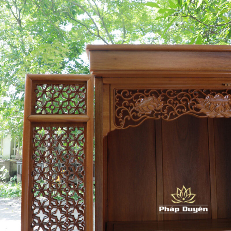 Tủ Thờ Phật - Thờ Gia Tiên, Bằng Gỗ Gõ Vàng Màu Hương Nhạt, Kích Thước 107*61*205cm - Ảnh 5