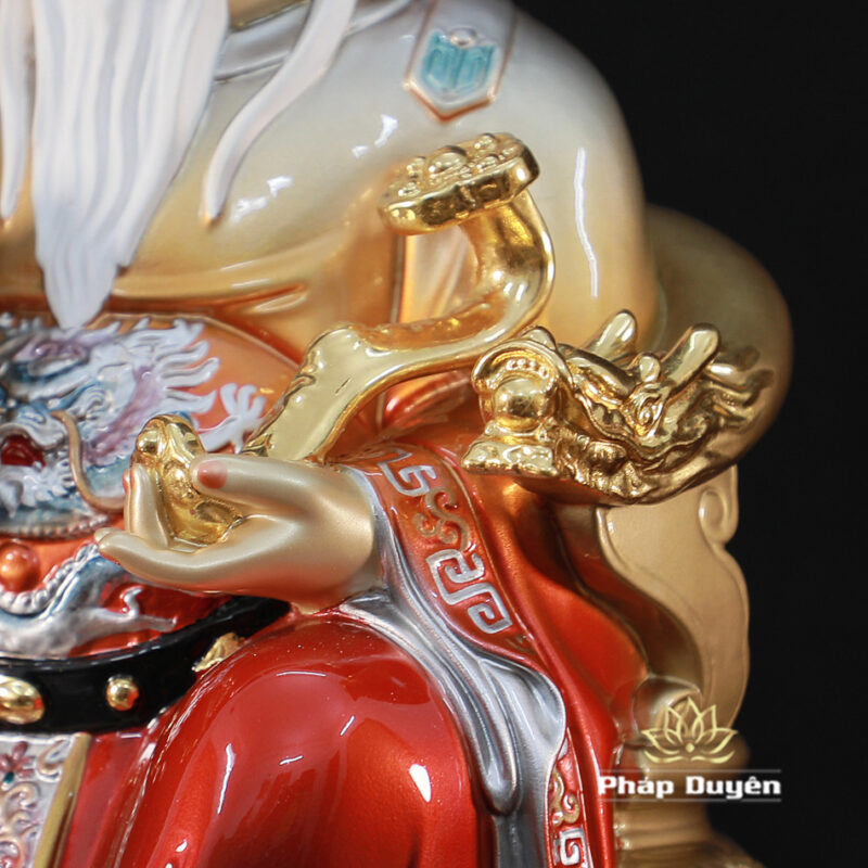 Bộ Tượng Thần Tài Địa - Như Ý Ngồi "Tài Nguyên Quảng Tiến" Ấn Bảo, Bằng Đồng Sơn Màu, Nhiều Kích Thước - Ảnh 6