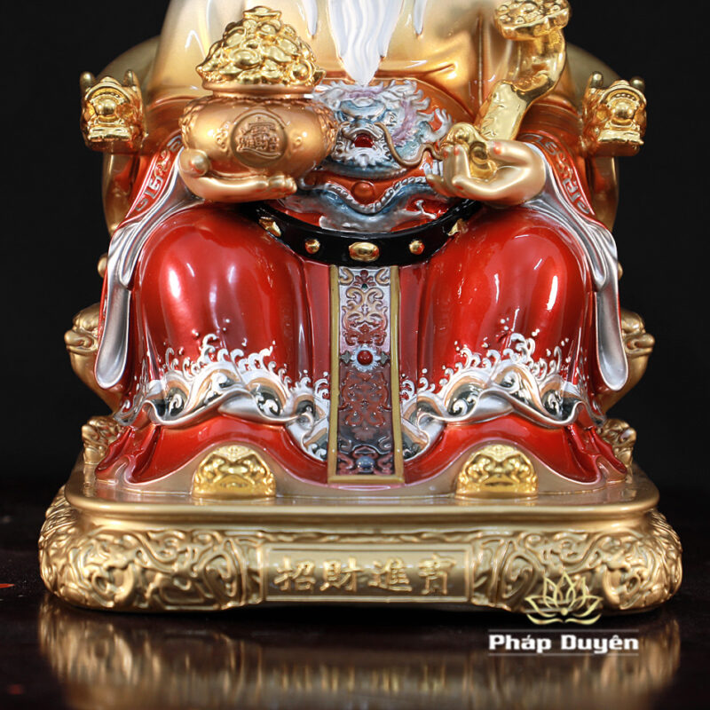 Bộ Tượng Thần Tài Địa - Như Ý Ngồi "Tài Nguyên Quảng Tiến" Ấn Bảo, Bằng Đồng Sơn Màu, Nhiều Kích Thước - Ảnh 7