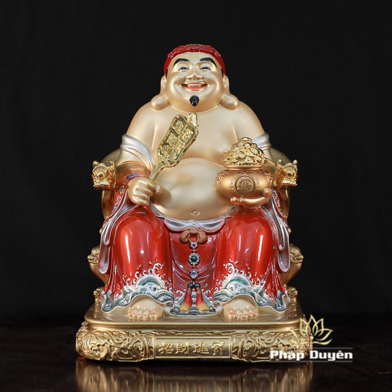 Bộ Tượng Thần Tài Địa - Như Ý Ngồi "Tài Nguyên Quảng Tiến" Ấn Bảo, Bằng Đồng Sơn Màu, Nhiều Kích Thước - Ảnh 8
