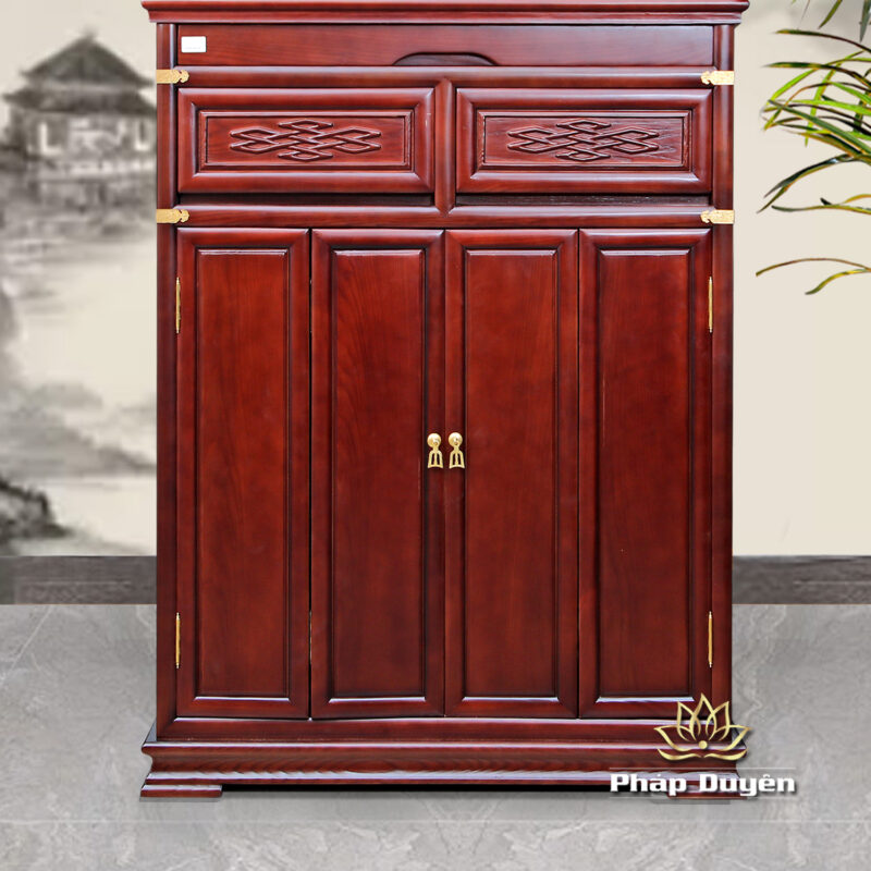 Tủ Thờ Phật - Gia Tiên Bốn Cánh "Liên Hoa", Chất Liệu Gỗ Sồi/Lát/Hương Đá, Nhiều Kích Thước - Ảnh 9