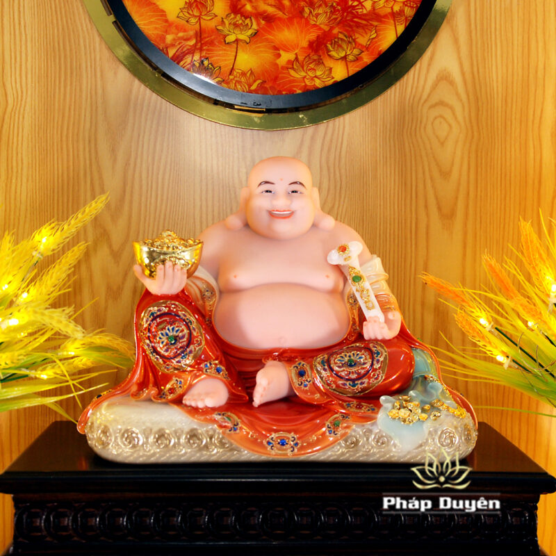 Bộ Ban Thờ Thần Tài Thổ Địa Đầy Đủ Mái Bằng, Trụ Vuông Đồng Tiền, Gỗ Hương Màu Óc Chó, Kích Thước 97*97*94cm - Ảnh 5