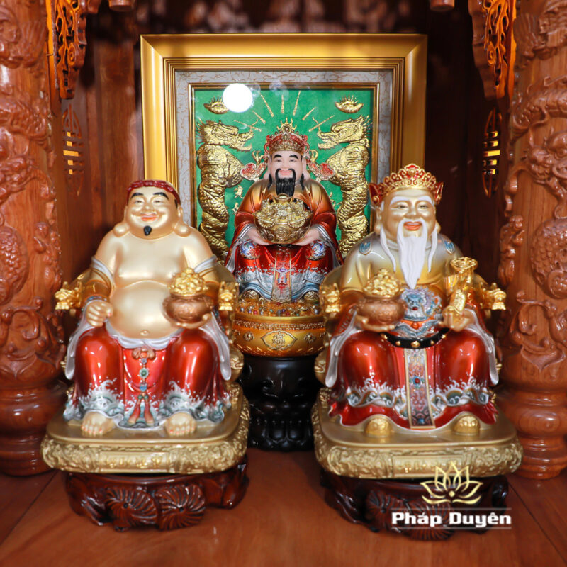 Bộ Bàn Thờ Thần Tài Thổ Địa Đầy Đủ, Song Long Cổ Tự 12 Mái, Gỗ Hương Sơn Bóng, Kích Thước 107*107*138cm - Ảnh 4