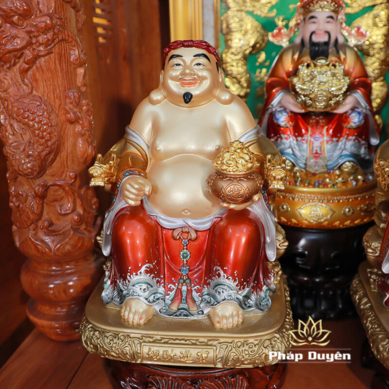 Bộ Bàn Thờ Thần Tài Thổ Địa Đầy Đủ, Song Long Cổ Tự 12 Mái, Gỗ Hương Sơn Bóng, Kích Thước 107*107*138cm - Ảnh 5