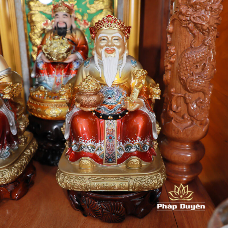 Bộ Bàn Thờ Thần Tài Thổ Địa Đầy Đủ, Song Long Cổ Tự 12 Mái, Gỗ Hương Sơn Bóng, Kích Thước 107*107*138cm - Ảnh 6