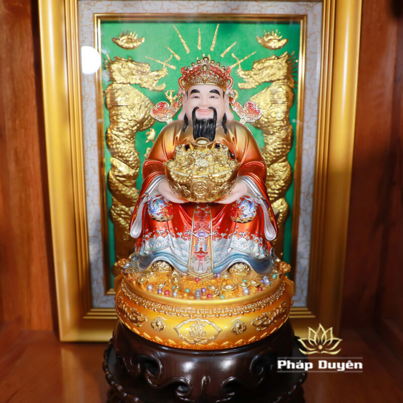 Bộ Bàn Thờ Thần Tài Thổ Địa Đầy Đủ, Song Long Cổ Tự 12 Mái, Gỗ Hương Sơn Bóng, Kích Thước 107*107*138cm - Ảnh 7