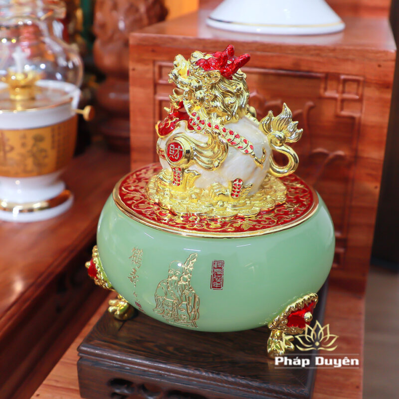 Bộ Bàn Thờ Thần Tài Thổ Địa Đầy Đủ, Song Long Cổ Tự 12 Mái, Gỗ Hương Sơn Bóng, Kích Thước 107*107*138cm - Ảnh 8