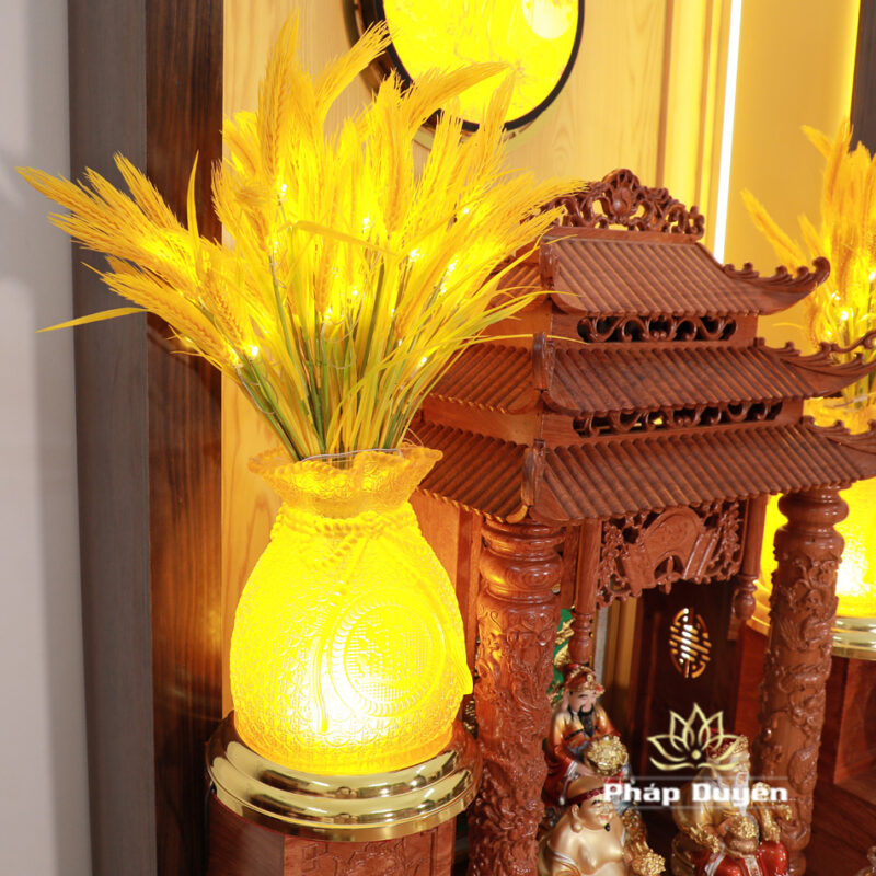Bộ Bàn Thờ Thần Tài Thổ Địa Đầy Đủ, Song Long Cổ Tự 12 Mái, Gỗ Hương Sơn Bóng, Kích Thước 107*107*138cm - Ảnh 11