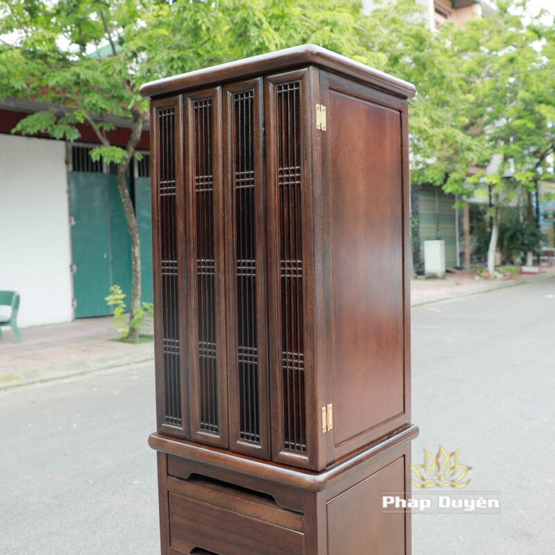 Tủ Thờ Phật - Thờ Gia Tiên, Bằng Gỗ Gõ Vàng Màu Óc Chó, Kích Thước 48*41*197cm - Ảnh 3