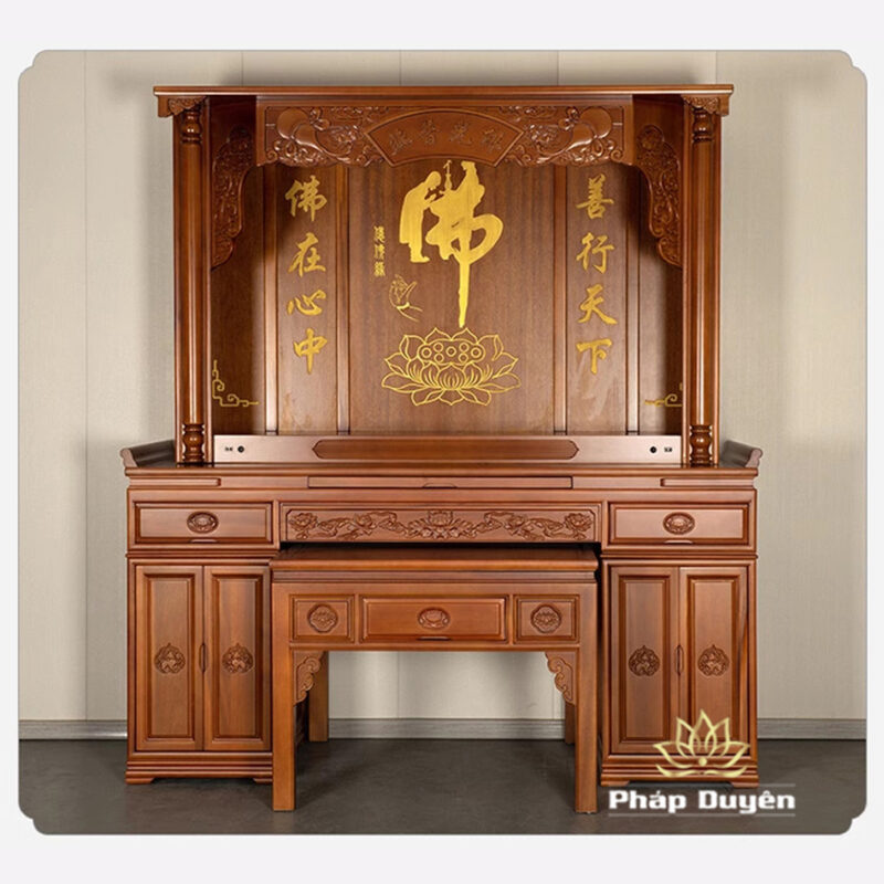 Tủ Thờ Cột Nho Bằng Gỗ Gụ/Hương Đá/Gõ, Màu Cánh Gián, Nhiều Kích Thước - Ảnh 2