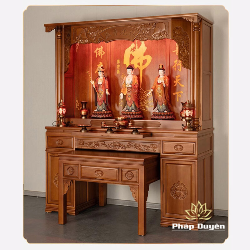 Tủ Thờ Cột Nho Bằng Gỗ Gụ/Hương Đá/Gõ, Màu Cánh Gián, Nhiều Kích Thước - Ảnh 8