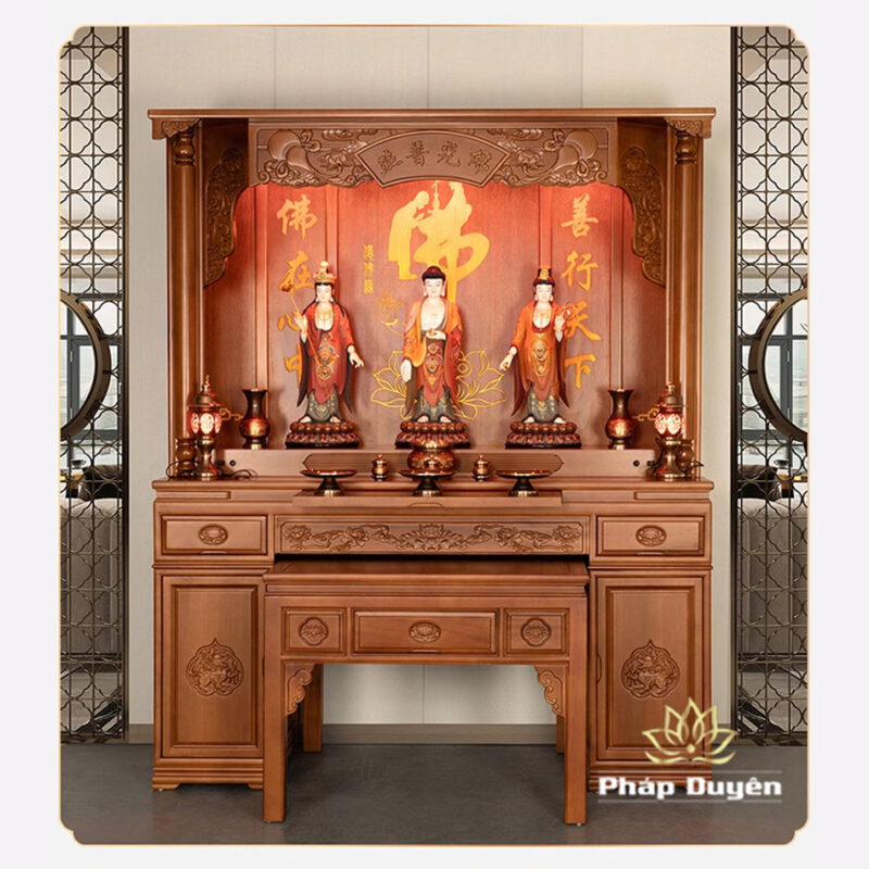Tủ Thờ Cột Nho Bằng Gỗ Gụ/Hương Đá/Gõ, Màu Cánh Gián, Nhiều Kích Thước - Ảnh 6