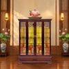 Tủ Thờ Thần Tài Thổ Địa Sứ Trắng Viền Vàng “Bảo Liên Khám”, KT 81*48*107 cm