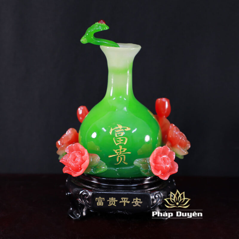 Đôi Bảo Bình Như Ý Màu Thanh Ngọc/Hồng Ngọc, Cao 20cm - Ảnh 2