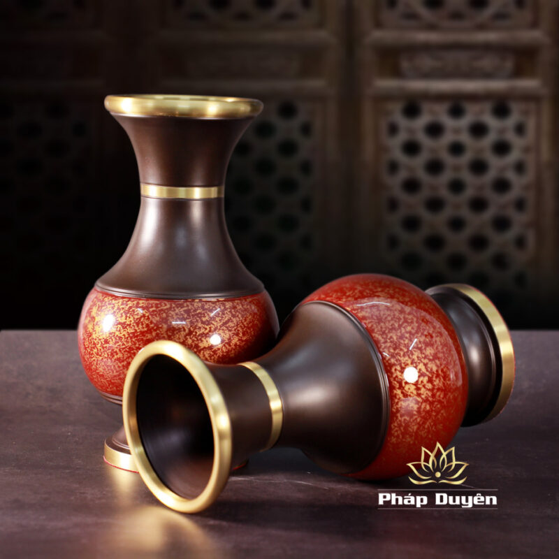 Lọ Hoa Bằng Đồng Vân Đá Màu Nâu Đỏ, Nhiều Kích Thước - Ảnh 2