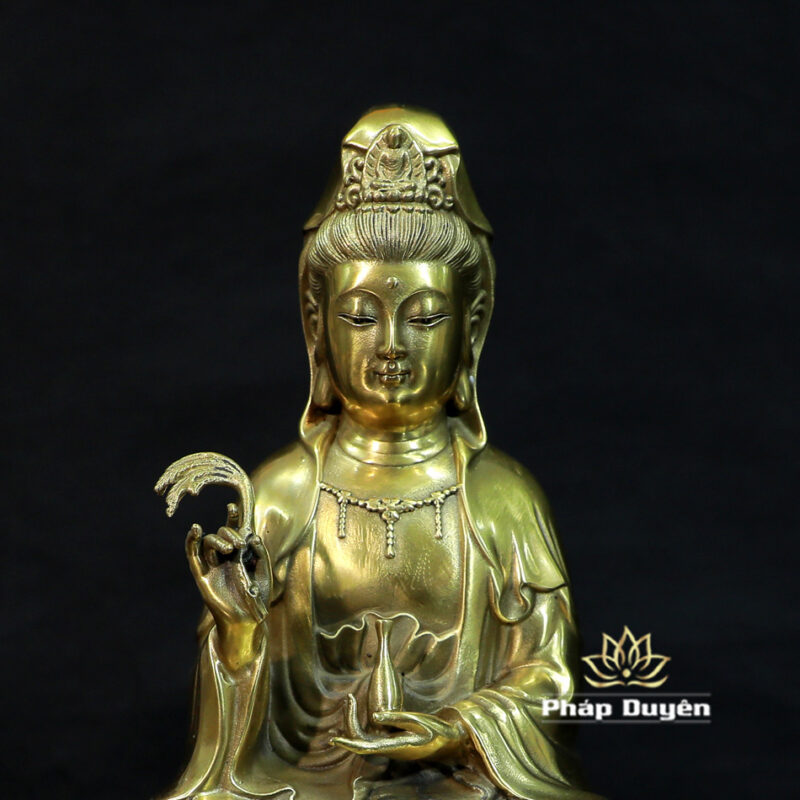 Tượng Quan Âm Bồ Tát Bằng Đồng, Cao 22cm - Ảnh 2