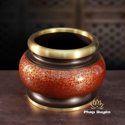 Alternative view of Bát Hương Bằng Đồng Vân Đá Màu Nâu Đỏ, Nhiều Kích Thước